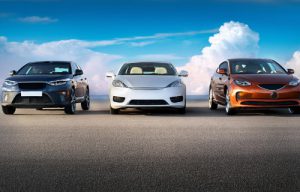 three difference cars lined up